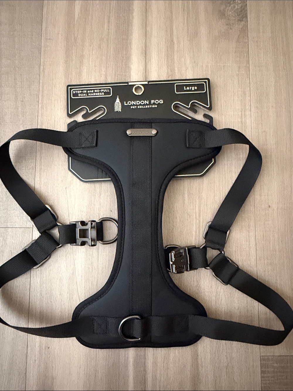 Adjustable Black Dog Harness with Quick-Release Buckles